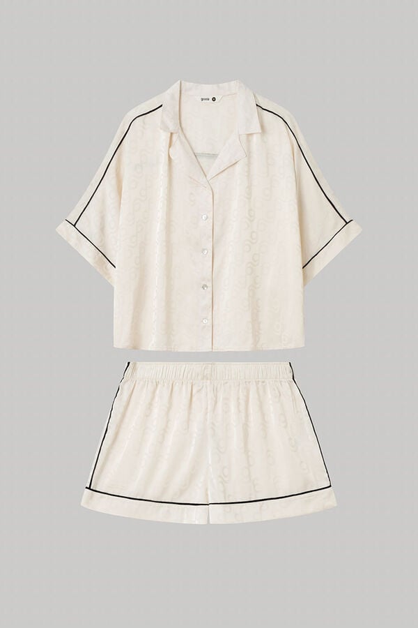 Gisela Pijama curto camisa bege bege