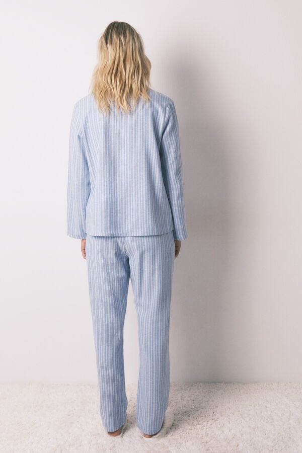 Women'secret Pijama camisa às riscas, 100% algodão azul