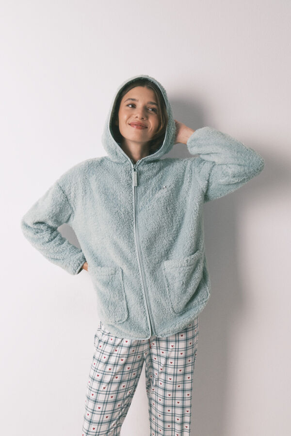 Women'secret Robe curta tecido pelo verde lurex verde