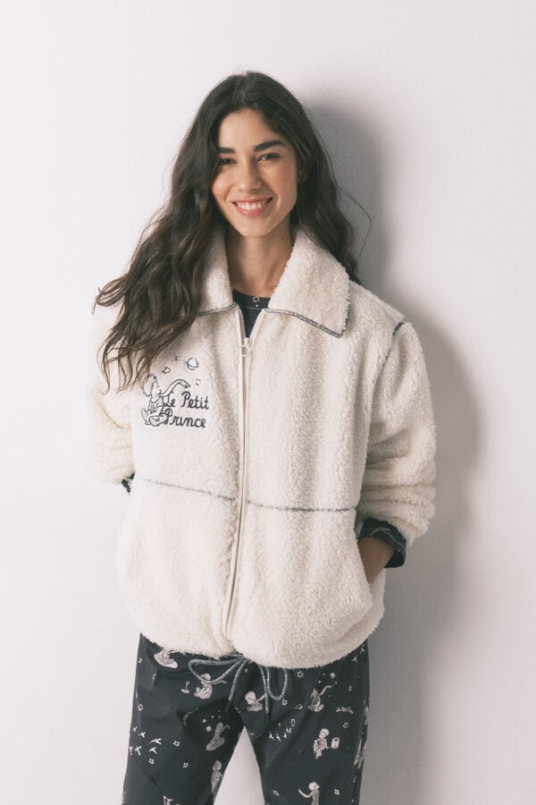 Women'secret Robe curta estampado O Principezinho em sherpa branca branco