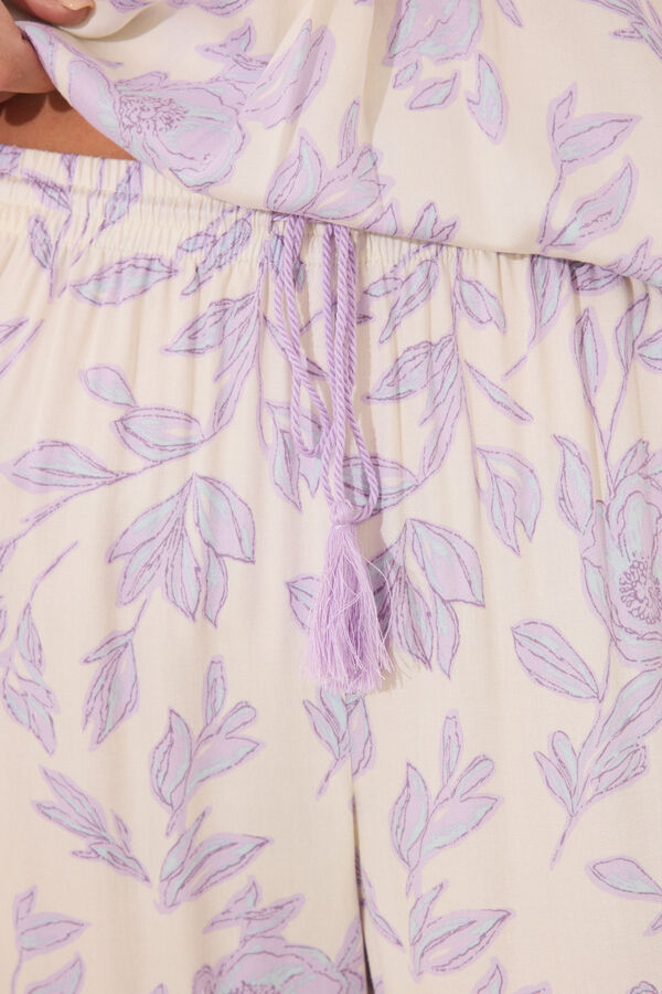 Women'secret Pijama comprido longo de viscose estampado branco