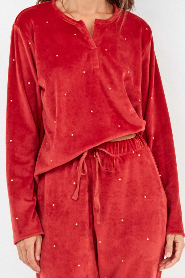 Gisela Conjunto de pijama de polar elástica castanho