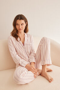 Womensecret Pijama camisero rayas rosa rosa