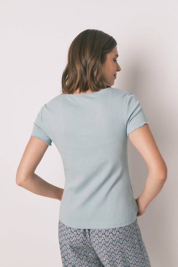 Women'secret T-shirt manga curta de algodão verde verde