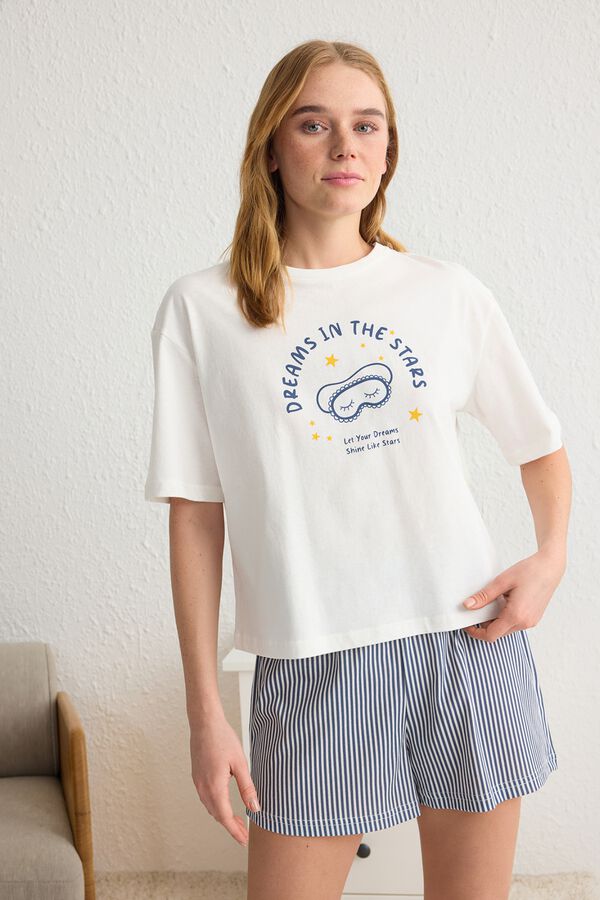 Trendyol Conjunto de pijama curto &agrave;s riscas estampado