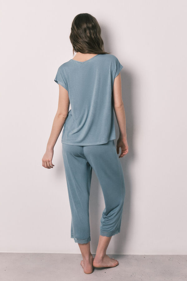 Women'secret Pijama Capri soft touch em viscose azul azul