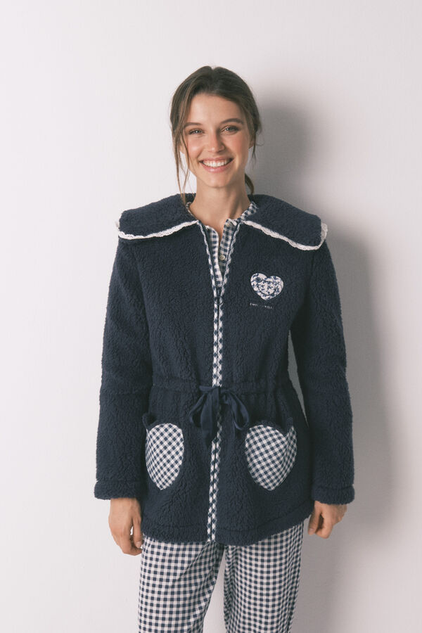 Women'secret Bata midi borreguito Smiley azul azul