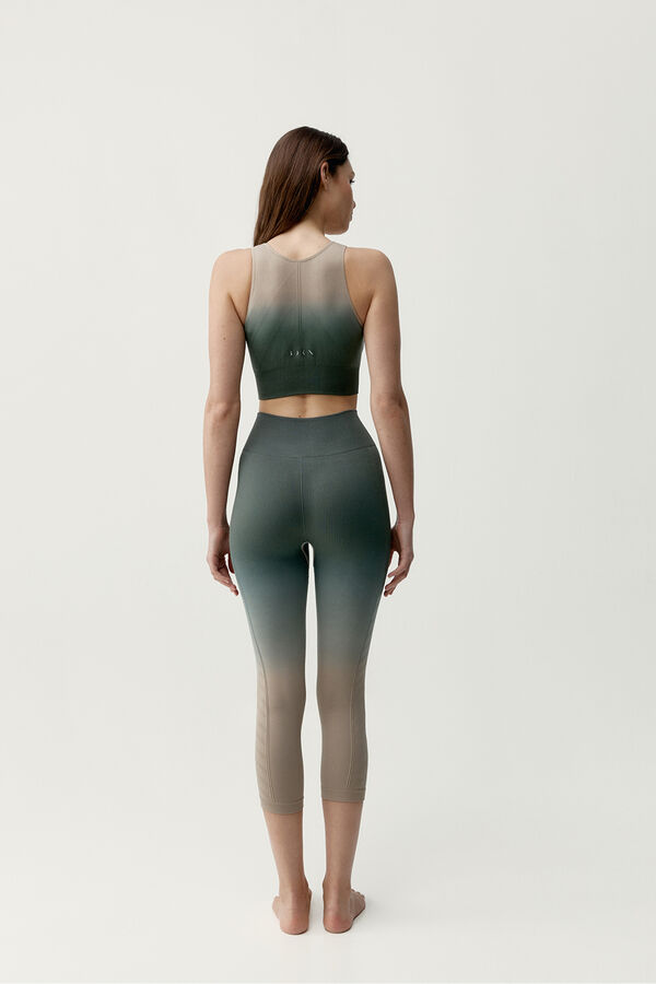 Born Living Yoga Leggings desportivos Dione verde e bege estampado