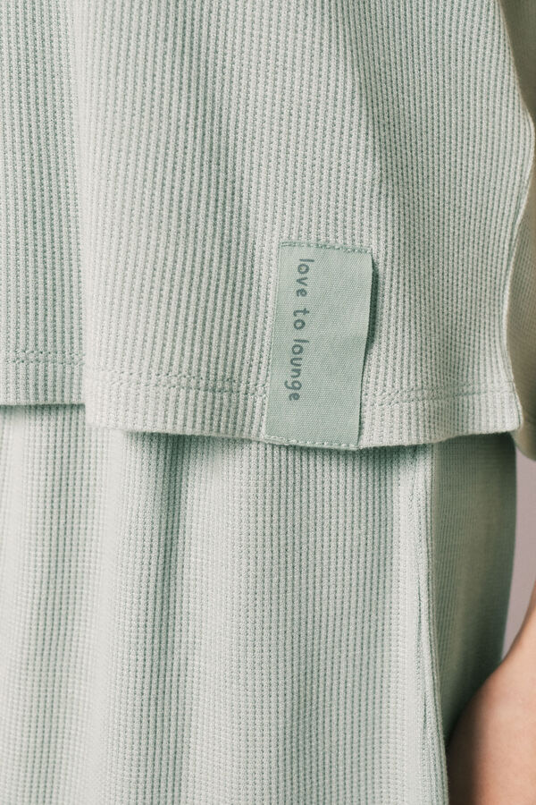 Women'secret Pijama capri em tecido waffle verde verde