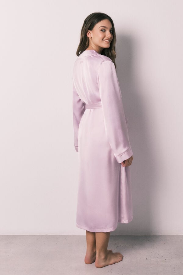 Women'secret Robe midi em cetim lil&aacute;s rosa