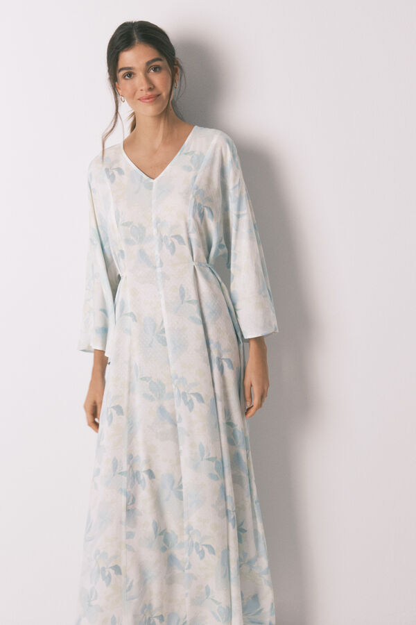 Women'secret Camisa de dormir comprida cruzada cinto bege