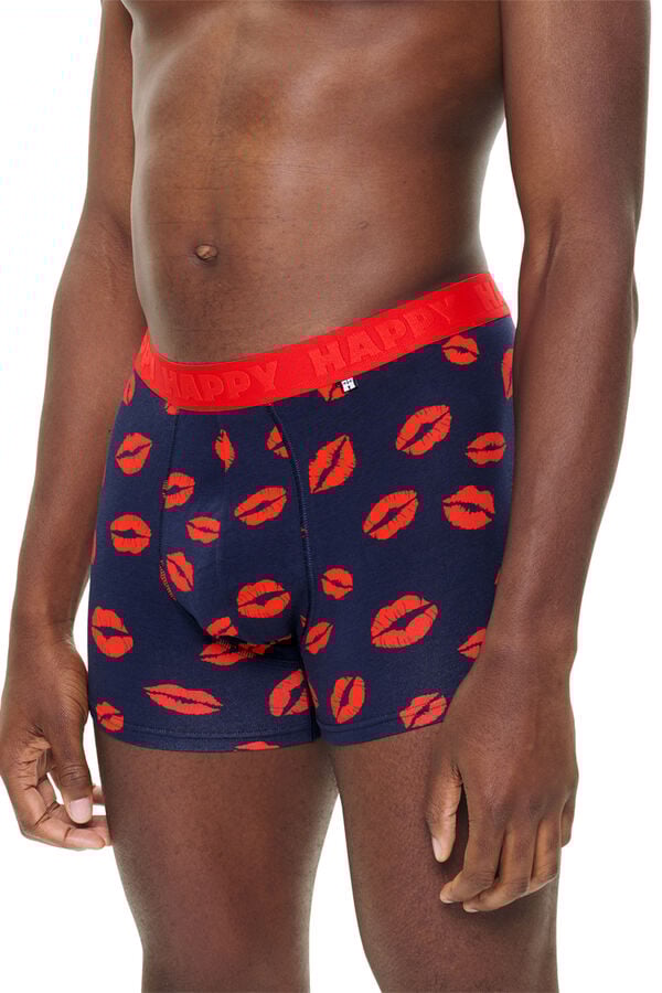 Happy Socks Pacote de cuecas boxer curtas Kisses azul