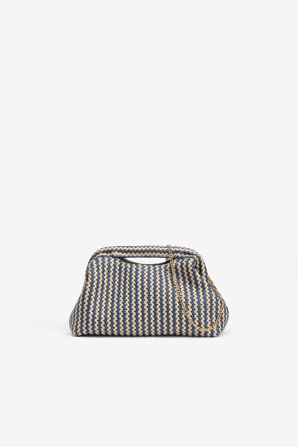 Vilanova Cartera de Mano Bicolor Efecto Paja azul