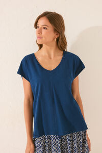 Women'secret T-shirt azul de manga curta com glitter