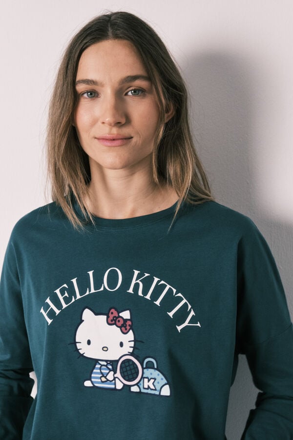 Women'secret Pijama comprido Hello Kitty em algod&atilde;o verde verde