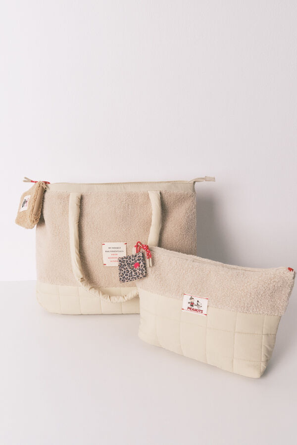 Women'secret Grande bolsa acolchoada bege do Snoopy bege