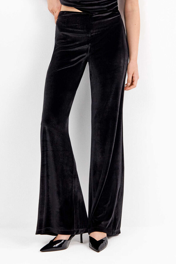 Gisela Calça longas de veludo elástico com design elegante preto