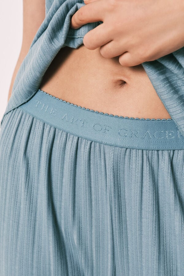Women'secret Pijama manga curta pointelle verde azul