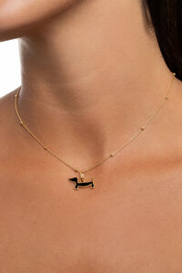 Singularu Charm Perro Teckel Enamel Black Ba&ntilde;o Oro