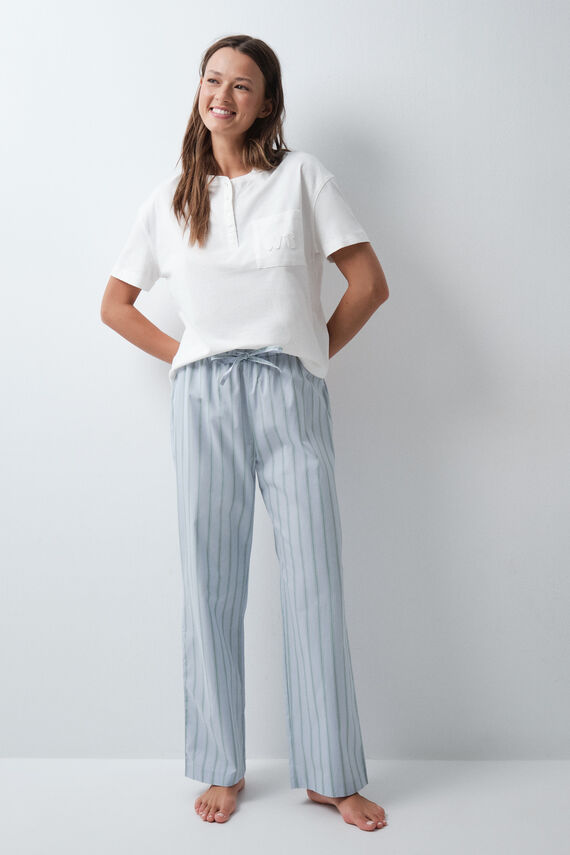 Pantalón largo rayas azul