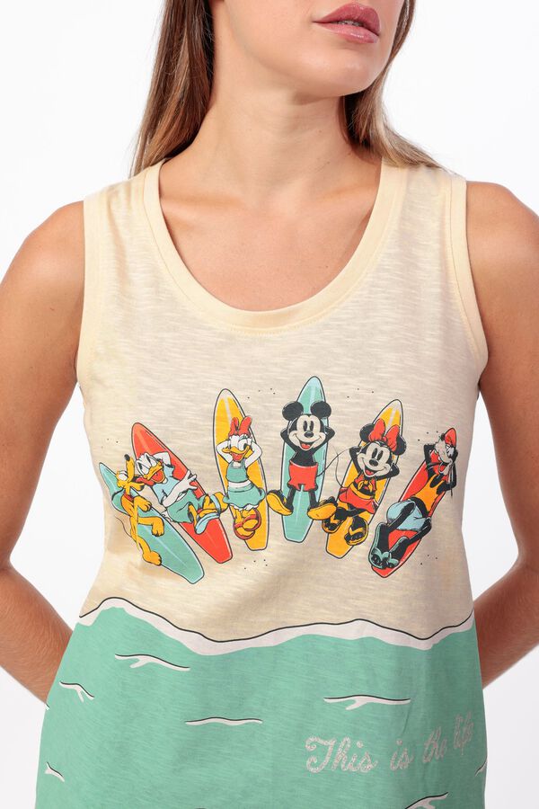 Admas Pijama curto surf Mickey Mouse bege