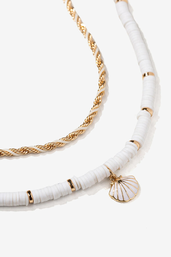 Vilanova Colar multicamadas branco e dourado estampado