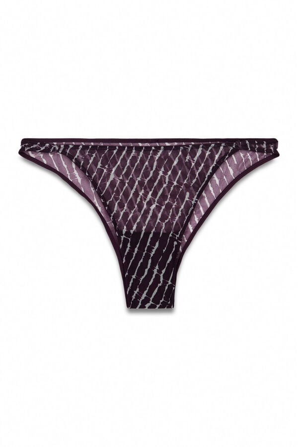 Women'secret Cuecas brasileiras estampadas em tule granate castanho