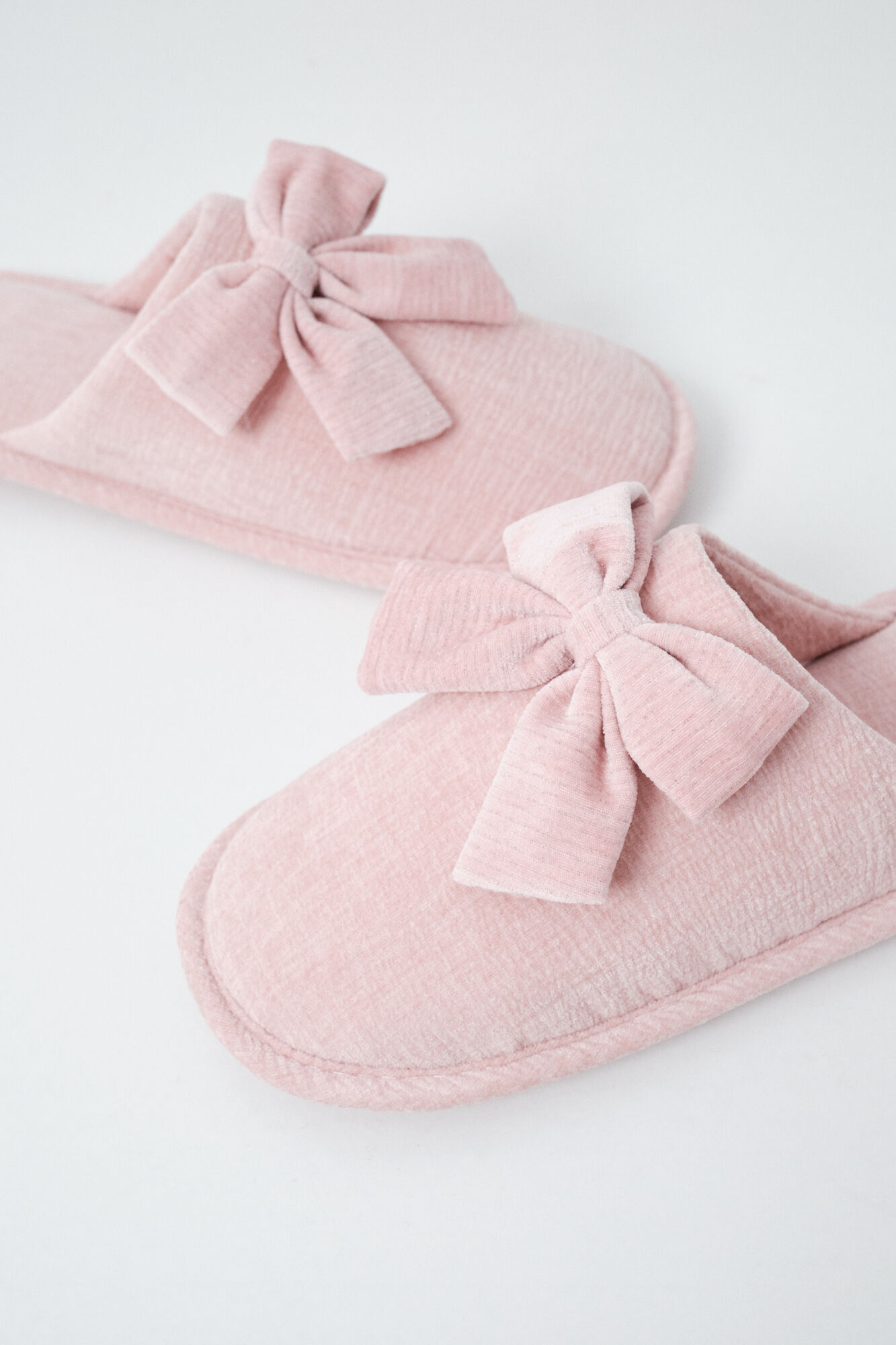 Women'secret Chinelos de quarto com la&ccedil;o em veludo rosa