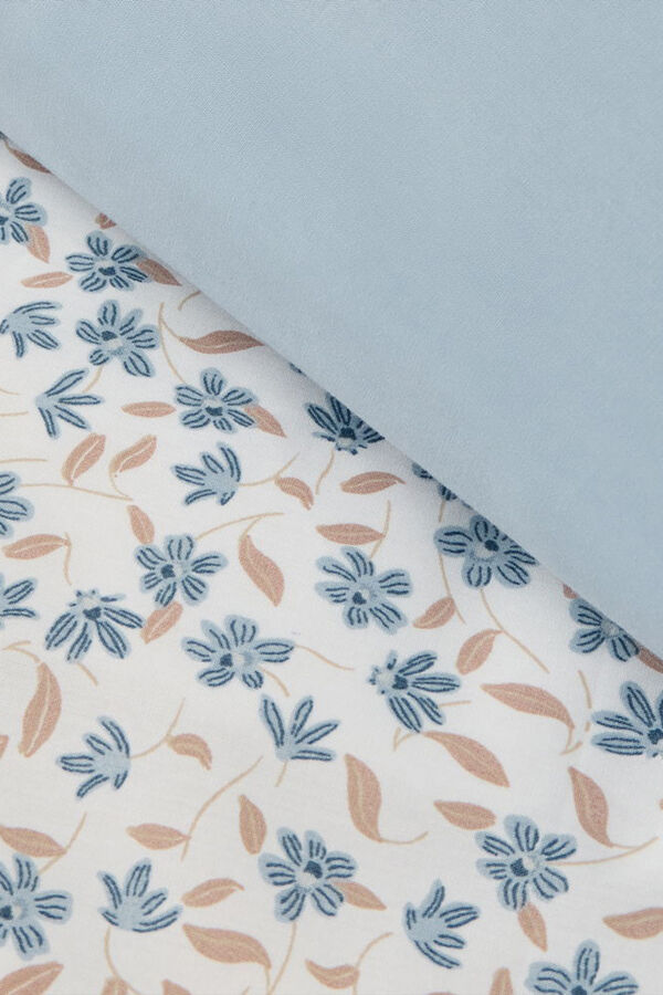 Textura Capa nórdica algodão flores azul