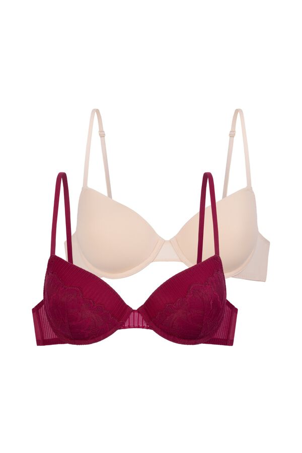 Dorina Pack de 2 soutiens balconette almofadados Emersyn vermelho