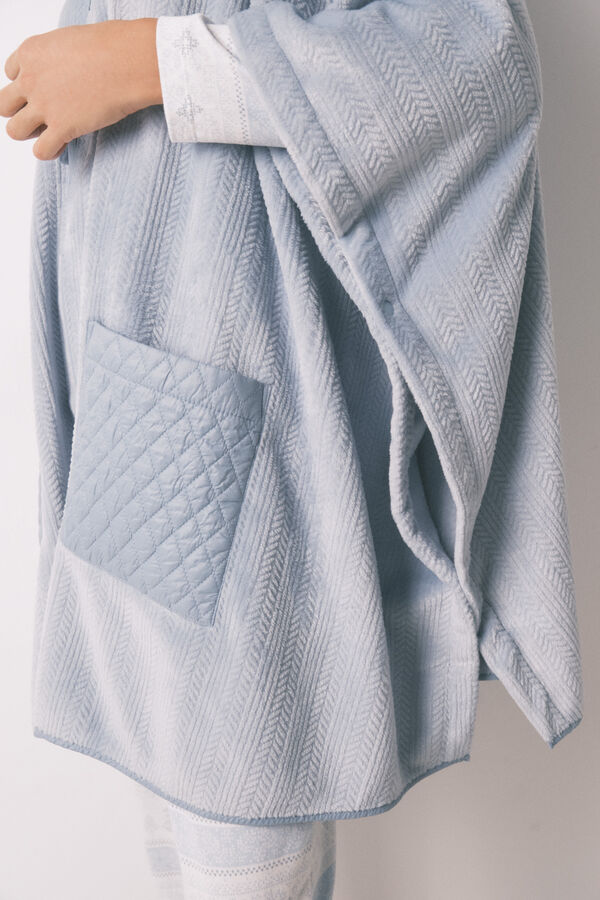 Women'secret Poncho polar curto azul com relevo azul