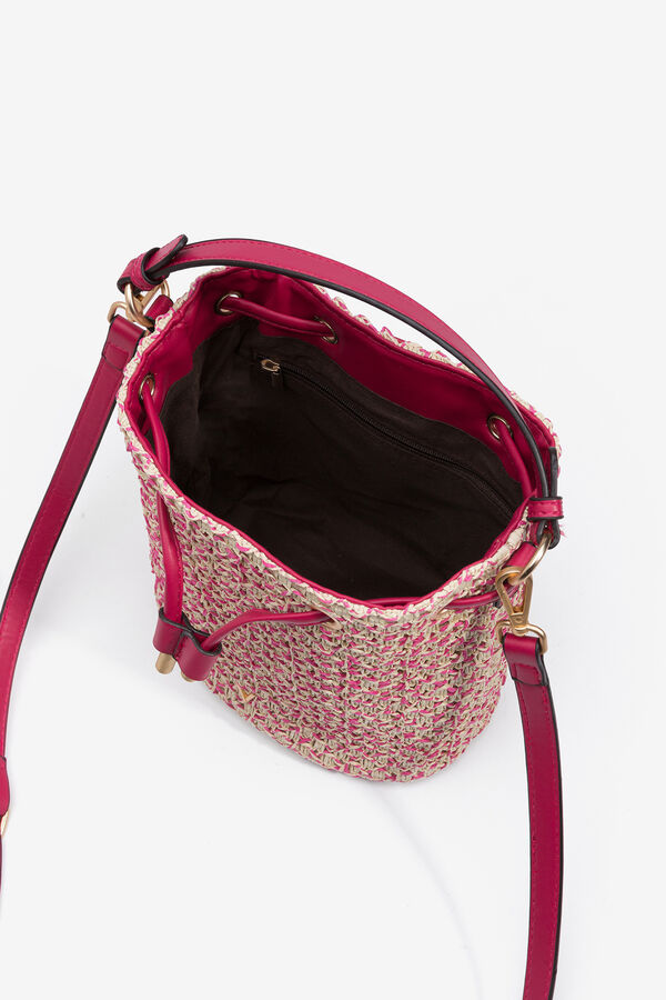 Vilanova Straw Effect Bucket Bag pink