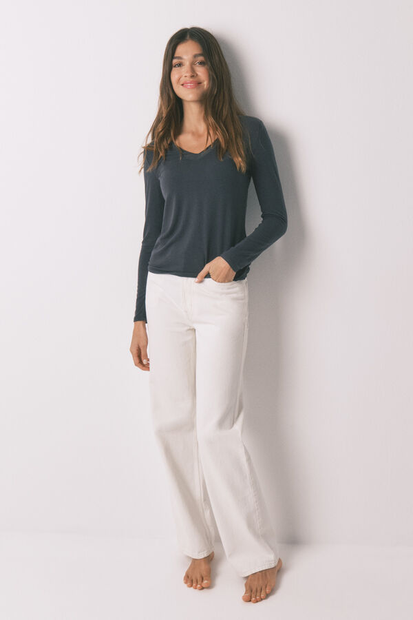 Women'secret T-shirt de malha cinza super macia cinzento
