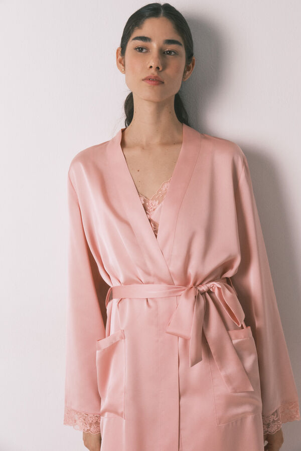 Women'secret Robe midi cetim rosa rosa