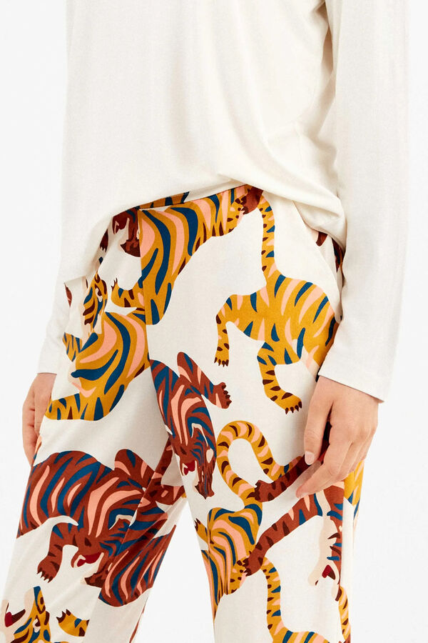 Gisela Conjunto de pijama com estampado de tigre bege