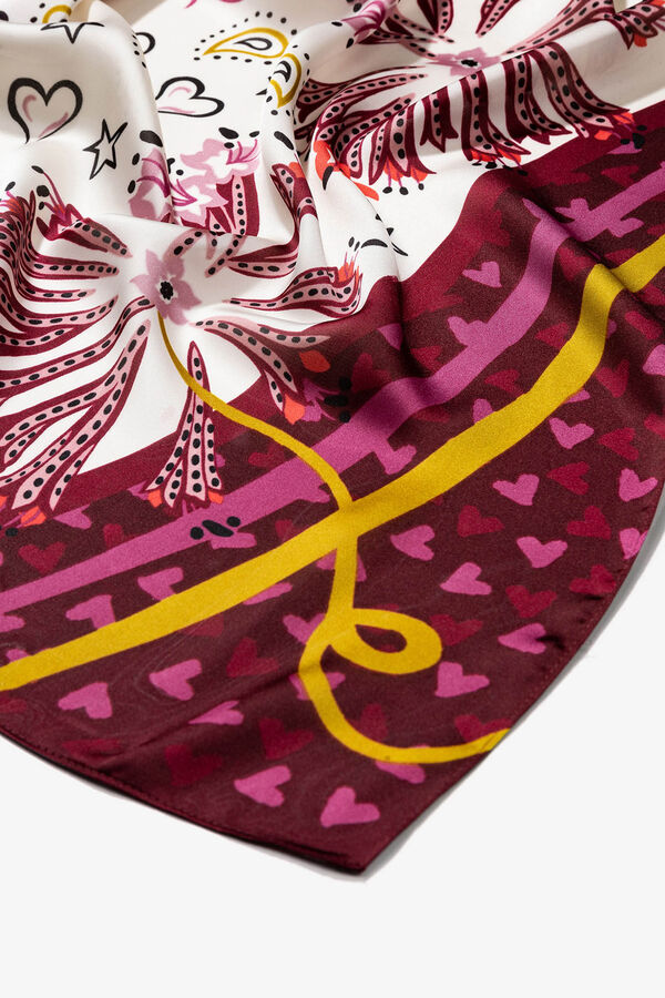 Vilanova Pa&ntilde;uelo Estampado Corazones burdeos