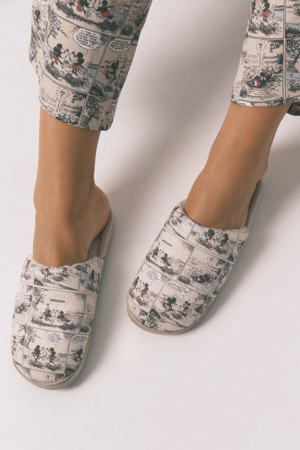 Women'secret Chinelos de quarto brancos do Mickey Mouse estampado