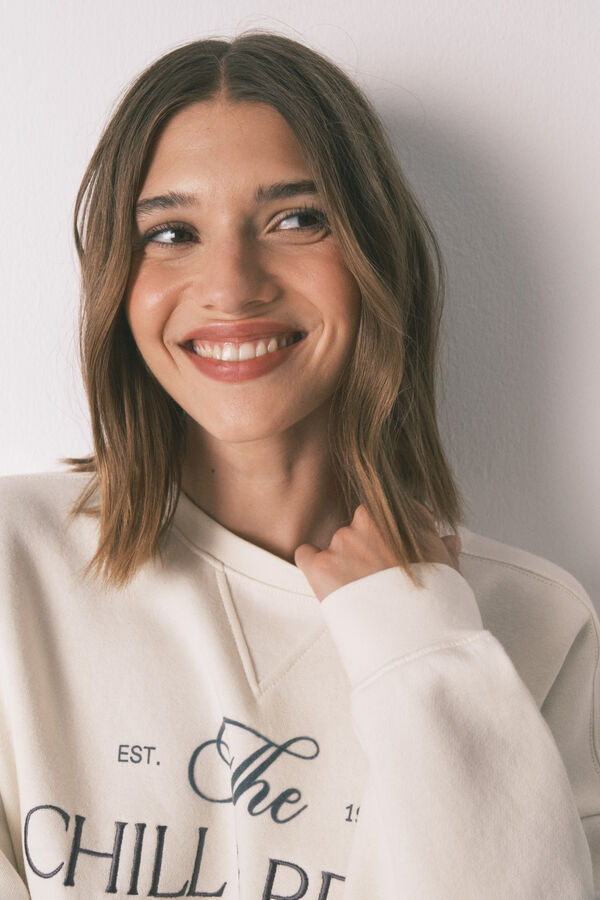 Women'secret White cotton plush sweatshirt beige