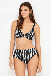 Gisela Cueca de biqu&iacute;ni cintura alta em estampado animal print zebra