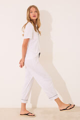 Women'secret Pijama camiseiro capri branca de bolinhas branco