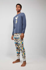 Gisela Pijama largo de hombre Snoopy gris