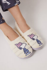 Womensecret Snoopy ivory fur slippers beige