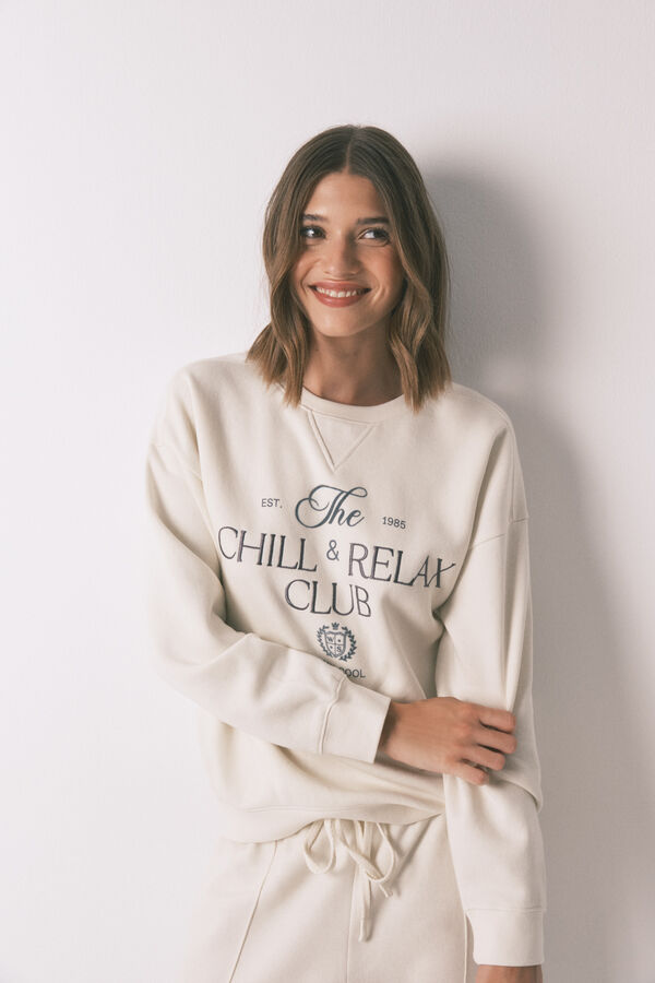 Women'secret White cotton plush sweatshirt beige