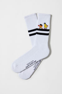 Besocks Calcetines altos deportivos Besocks de Barrio Sésamo de algodón orgánico color gris