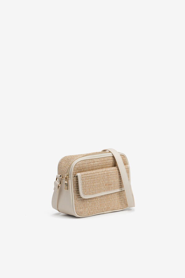 Vilanova Straw-effect crossbody bag grey