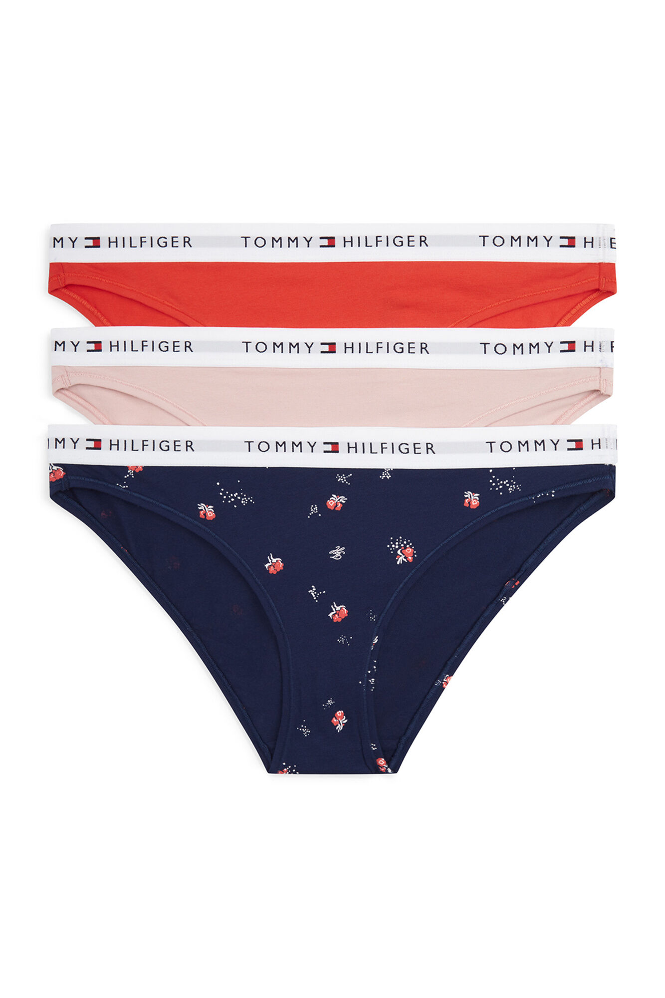 Tommy Hilfiger Pack 3 cuecas lisas e florais em algod&atilde;o