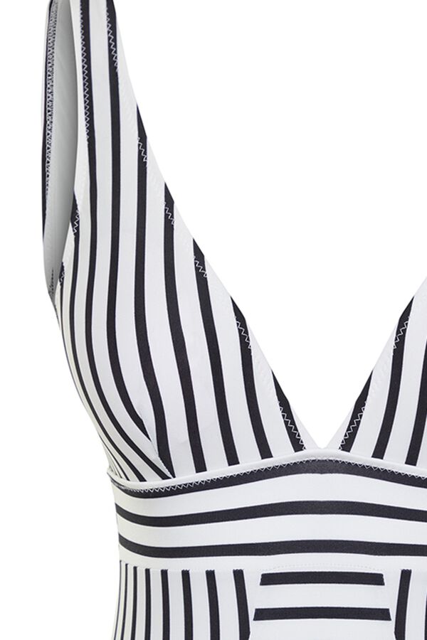 Trendyol Fato de banho de riscas decote em V preto