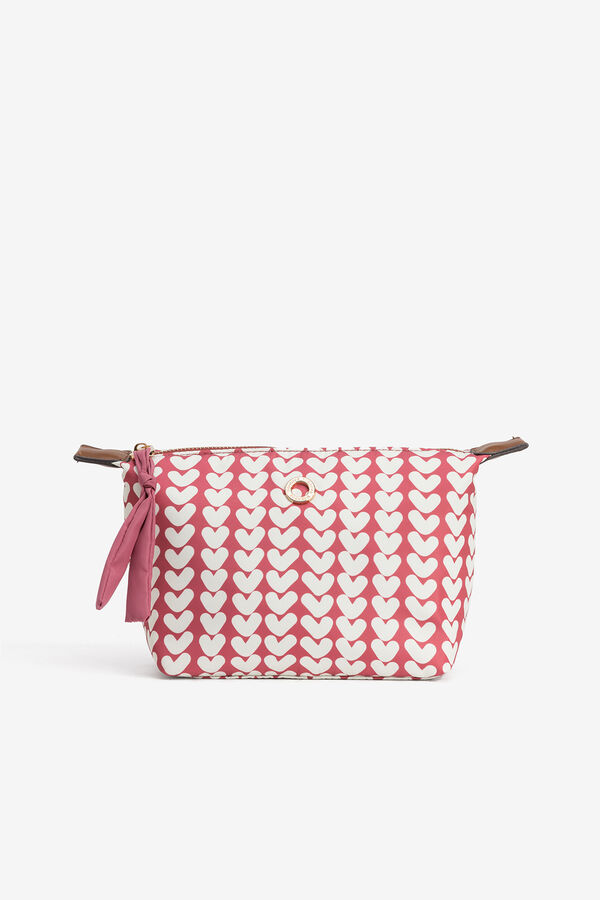 Vilanova N&eacute;cessaire estampado de cora&ccedil;&otilde;es vermelho