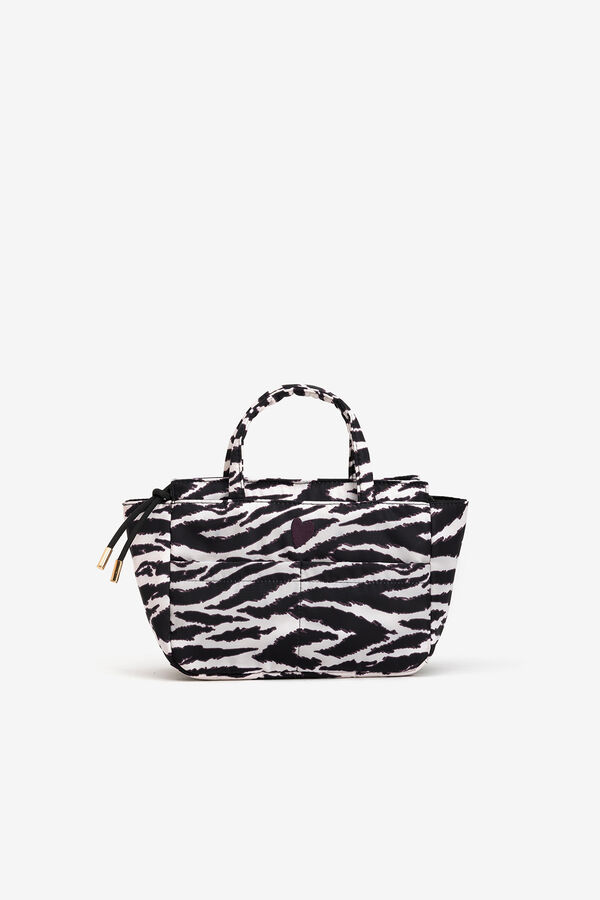 Vilanova Mala acolchoada com estampado de zebra cinzento