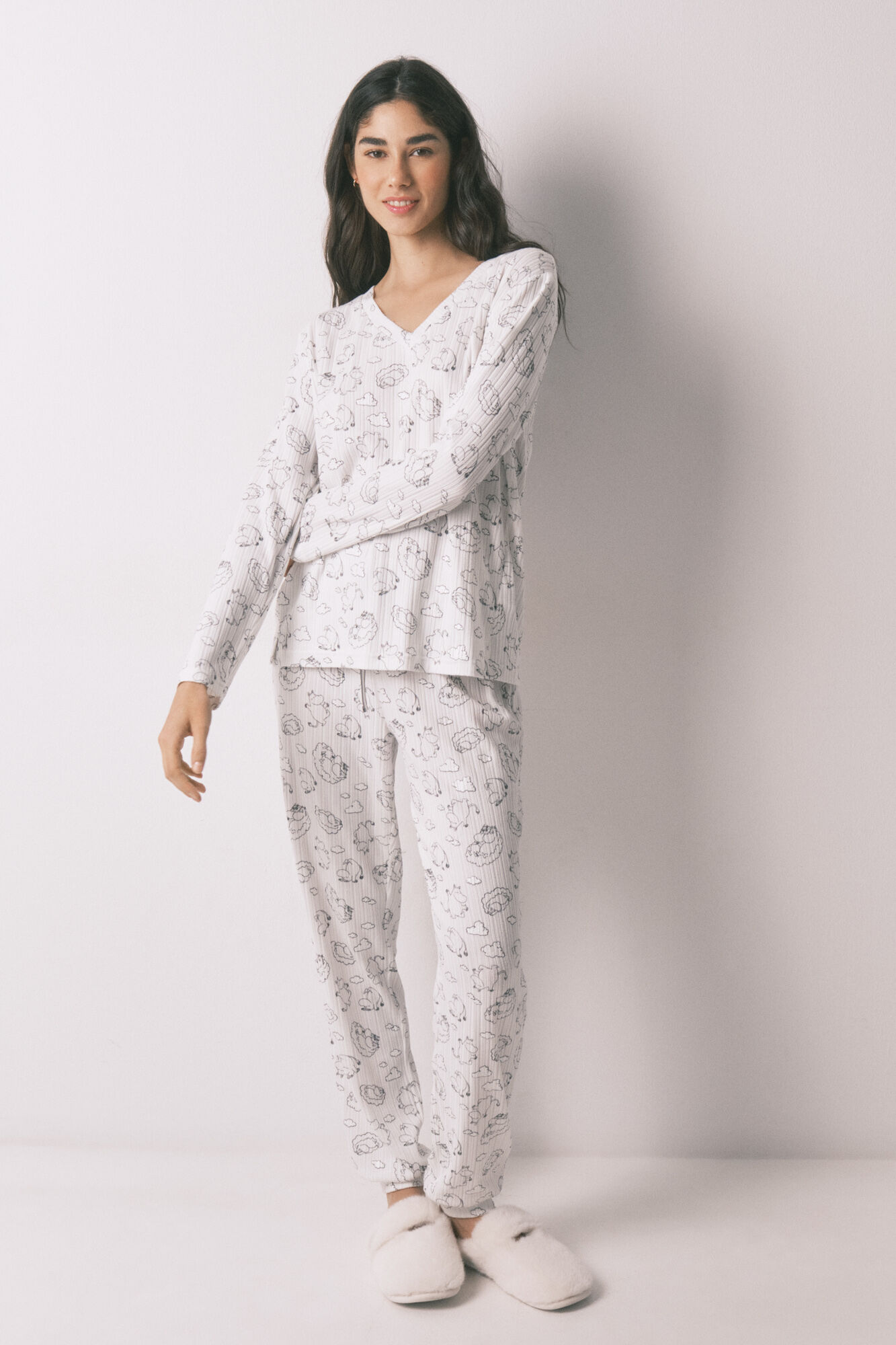 Women'secret Pijama comprido canelado soft estampado Moomin branco